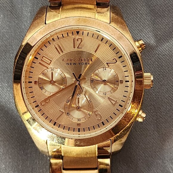 Caravelle New York Bulova Copper Tone Chronograph Water Resistant Melissa Watch - Picture 1 of 16